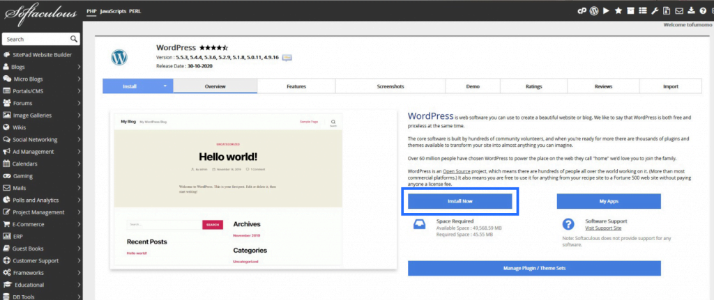 How to Install WordPress with Softaculous