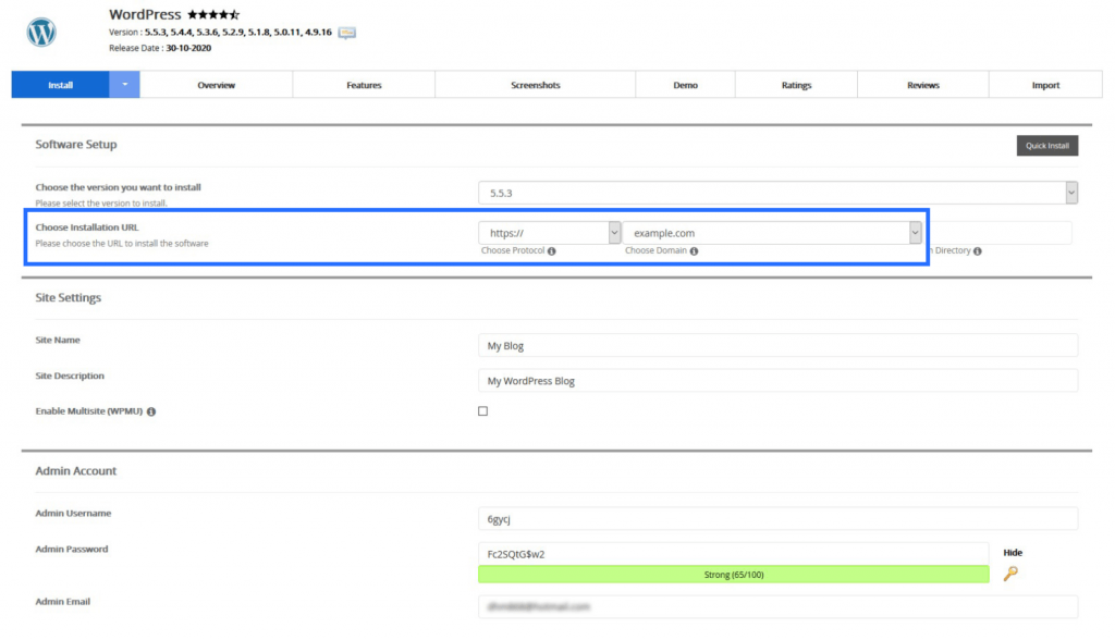 How to Install WordPress with Softaculous