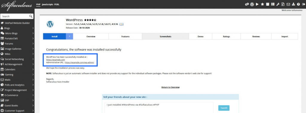 How to Install WordPress with Softaculous