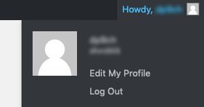 Screenshot: Top Right-Hand Corner of the WordPress Backend