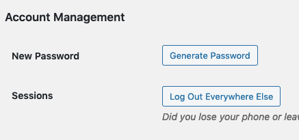 Screenshot: Account Management Section of the Edit My Profile Page