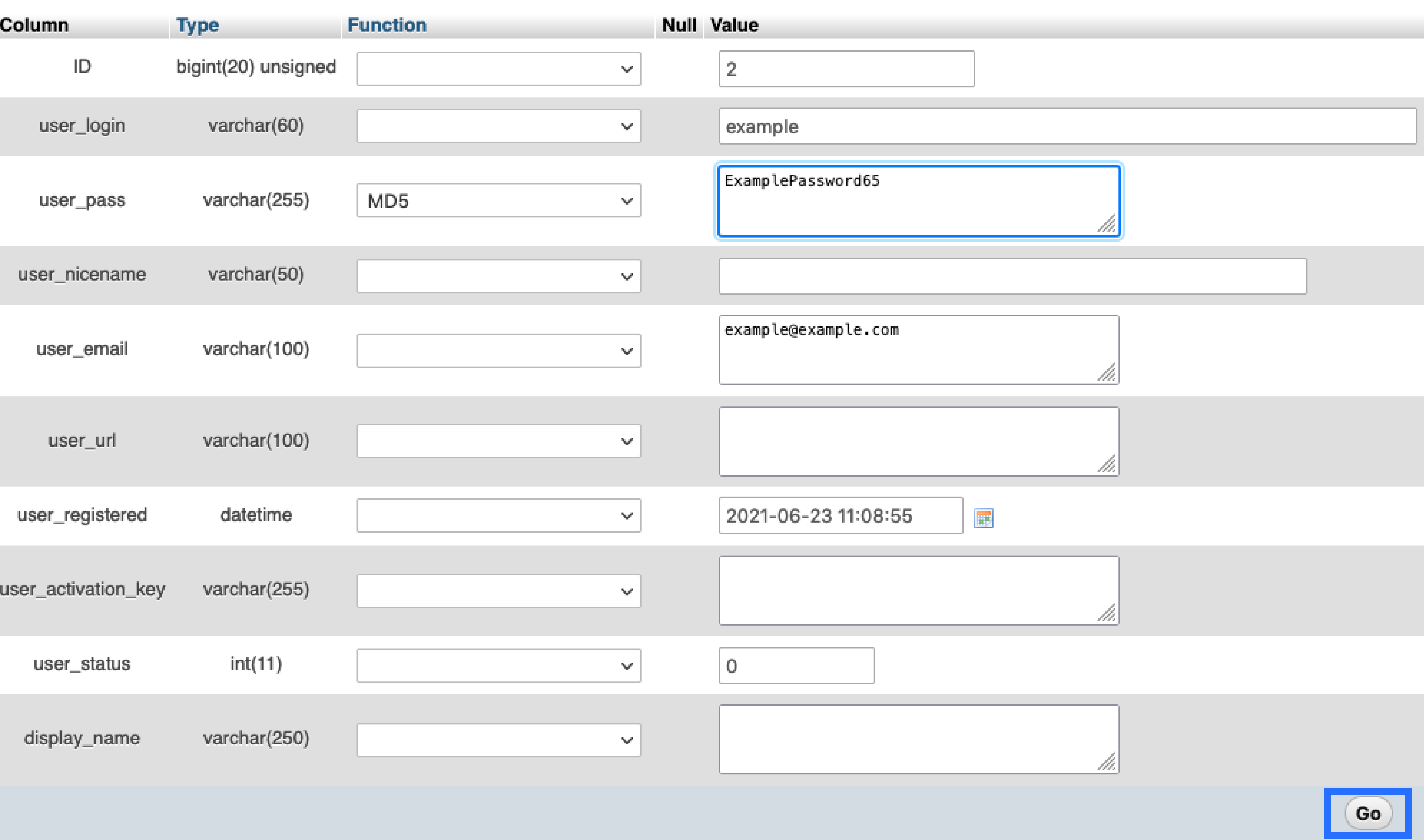 Screenshot: Completed New WordPress Login Form