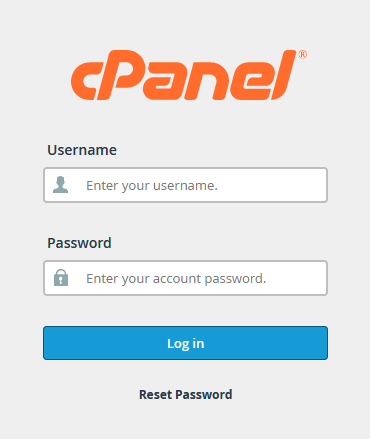 Screenshot: cPanel Login Screen