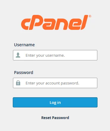 Screenshot: cPanel Login Screen