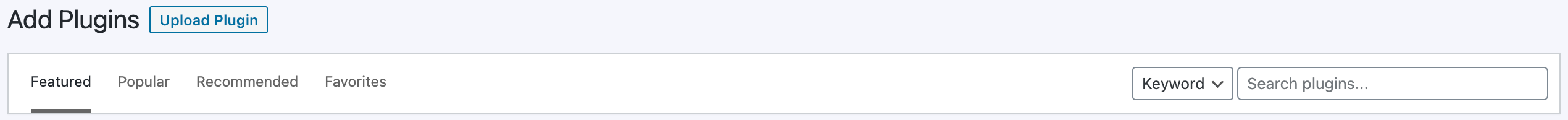 Screenshot: Add Plugins Page