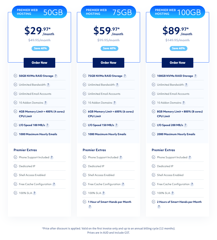 Premier Web Hosting Plans