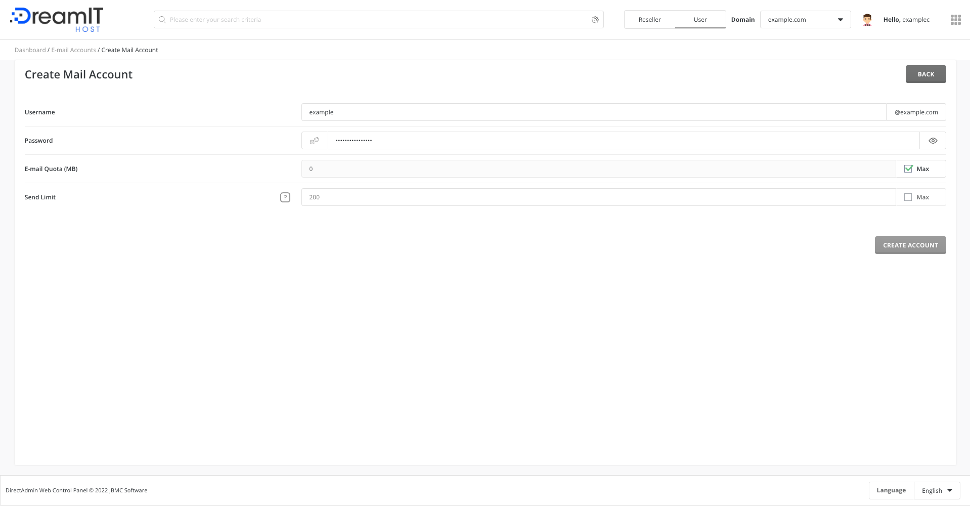 DirectAdmin: Creating Email Accounts