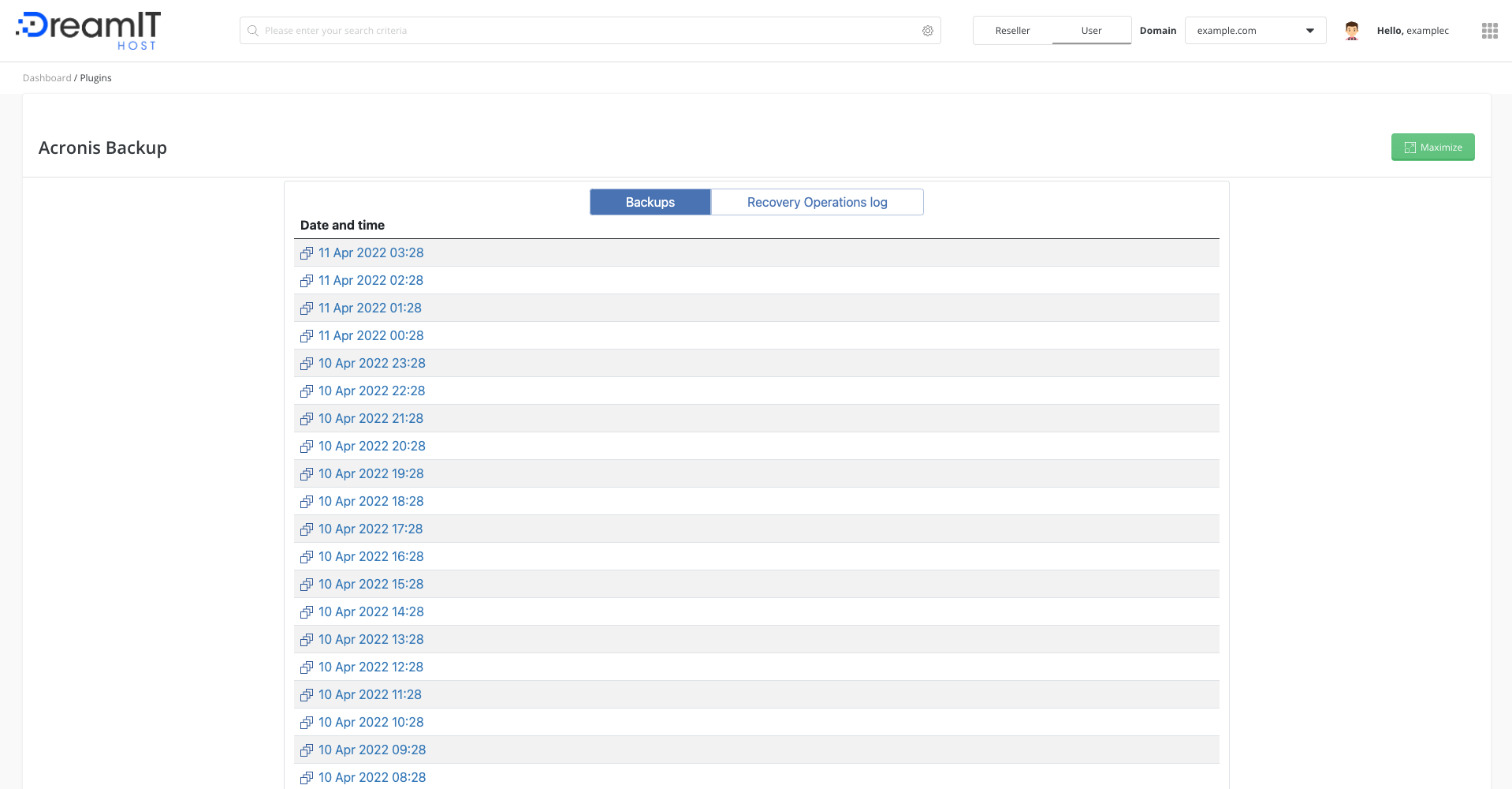 DirectAdmin: Managing Acronis Backups