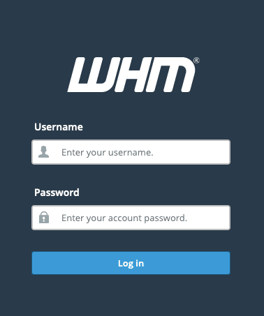 Screenshot: WHM Login Page
