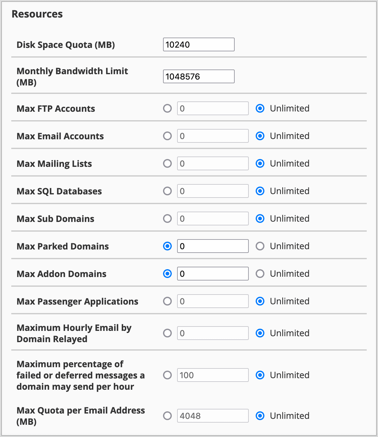 Screenshot: Creating a Package — Resources