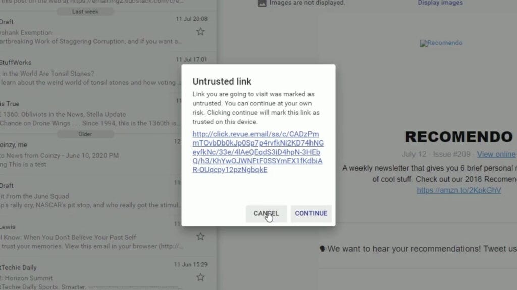 Feature: Suspicious Links