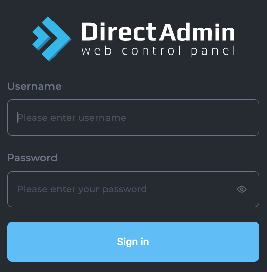 Screenshot: DirectAdmin Login Page