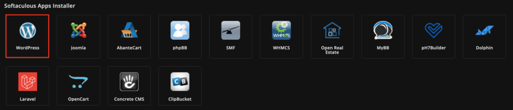Screenshot: Softaculous Apps Installer Section of DirectAdmin